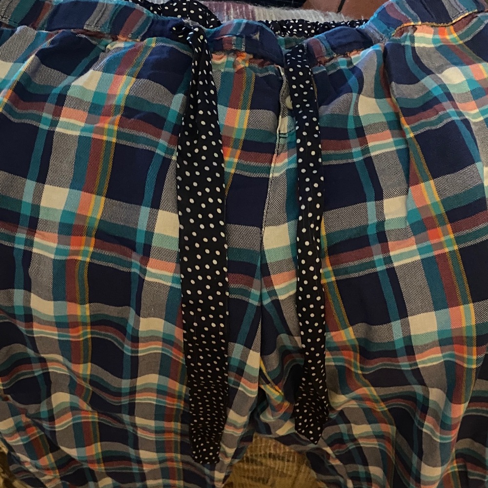 aerie Plaid Pajama pants in Navy, Teal, Coral, White